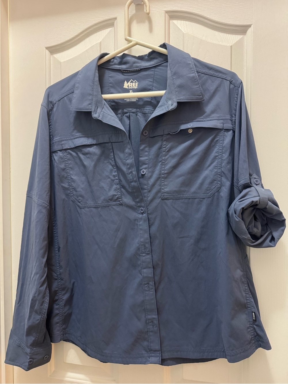 REI Women's Slate Blue Button-Down Utility Shirt - Picture 2 of 12